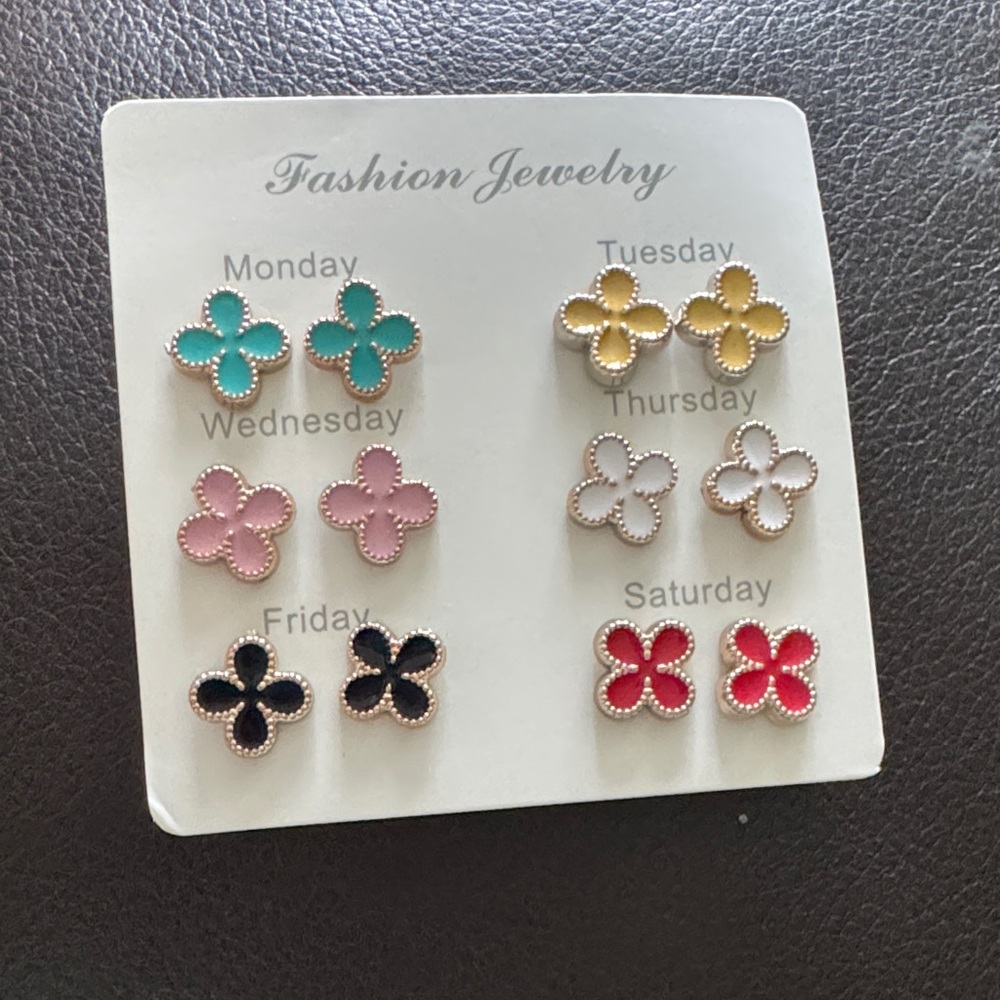 Fashion Jewelry Flower Stud Earrings Set (6 pairs)